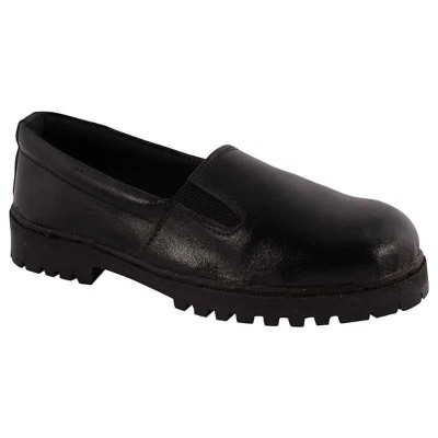Rigau Black Leather Steel Toe Safety Shoes for Women, Size 5