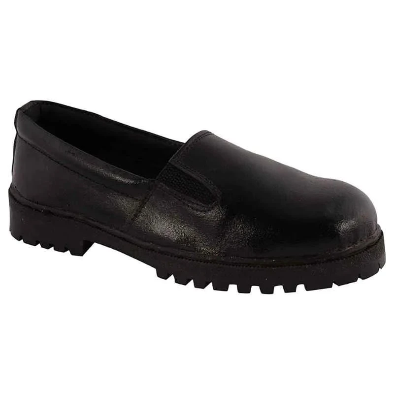 Rigau Black Leather Steel Toe Safety Shoes for Women, Size 5