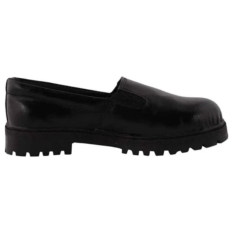 Rigau Black Leather Steel Toe Safety Shoes for Women, Size 5