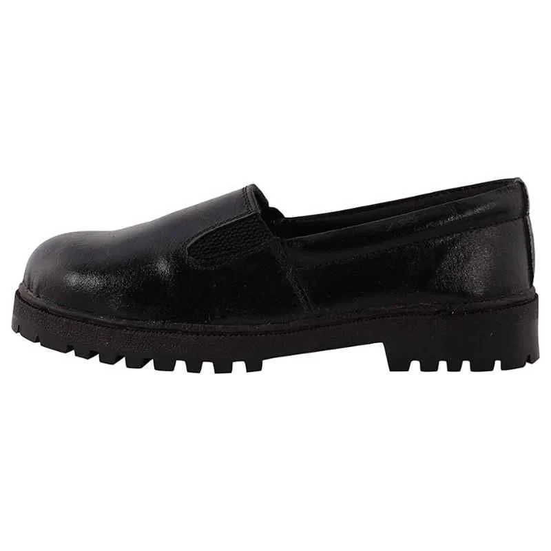 Rigau Black Leather Steel Toe Safety Shoes for Women, Size 5