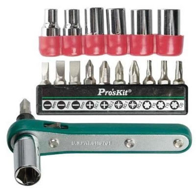 Proskit Offset Ratchet & Socket Driver Set, 17 Pcs, Metric Size 1PK-202A