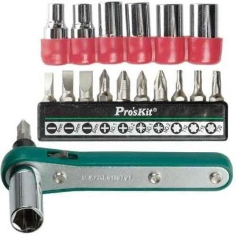 Proskit Offset Ratchet & Socket Driver Set, 17 Pcs, Metric Size 1PK-202A