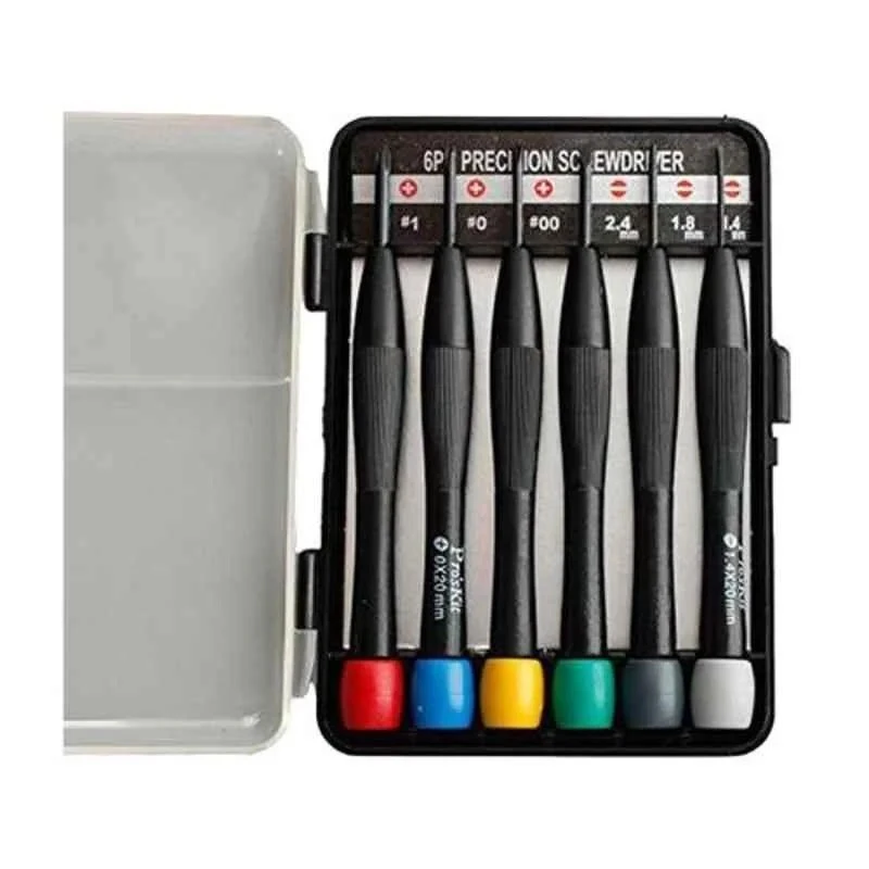 Proskit 6 Piece Electronic Screwdriver Set with Rotating Cap, ABS Handle, Chrome Plated Blades 8PK-2061