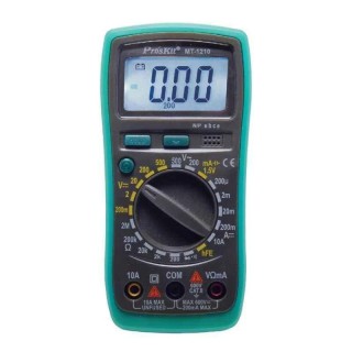 Proskit Compact Digital Multimeter 3 1/2 Digits MT-1210, 200mV–500V DCV, 200–500V ACV, 200μA–10A DCA, 267g