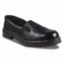 Rigau Black Leather Steel Toe Safety Shoes for Women, Size 4, Slip-On, PVC Outsole, Model 2010