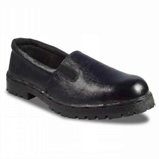 Rigau Black Leather Steel Toe Safety Shoes for Women, Size 4, Slip-On, PVC Outsole, Model 2010