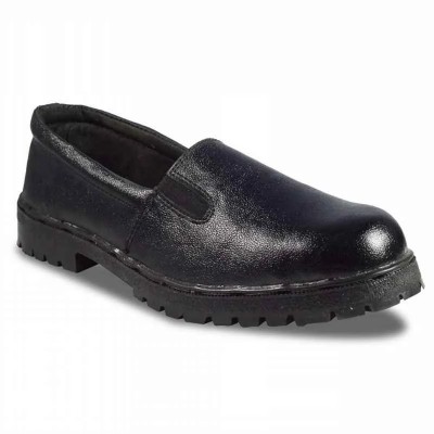 Rigau Black Leather Steel Toe Safety Shoes for Women, Size 4, Slip-On, PVC Outsole, Model 2010