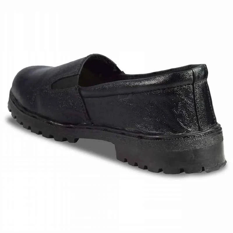 Rigau Black Leather Steel Toe Safety Shoes for Women, Size 4, Slip-On, PVC Outsole, Model 2010