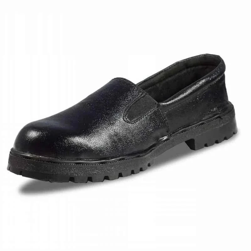 Rigau Black Leather Steel Toe Safety Shoes for Women, Size 4, Slip-On, PVC Outsole, Model 2010