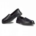 Rigau Black Leather Steel Toe Safety Shoes for Women, Size 4, Slip-On, PVC Outsole, Model 2010