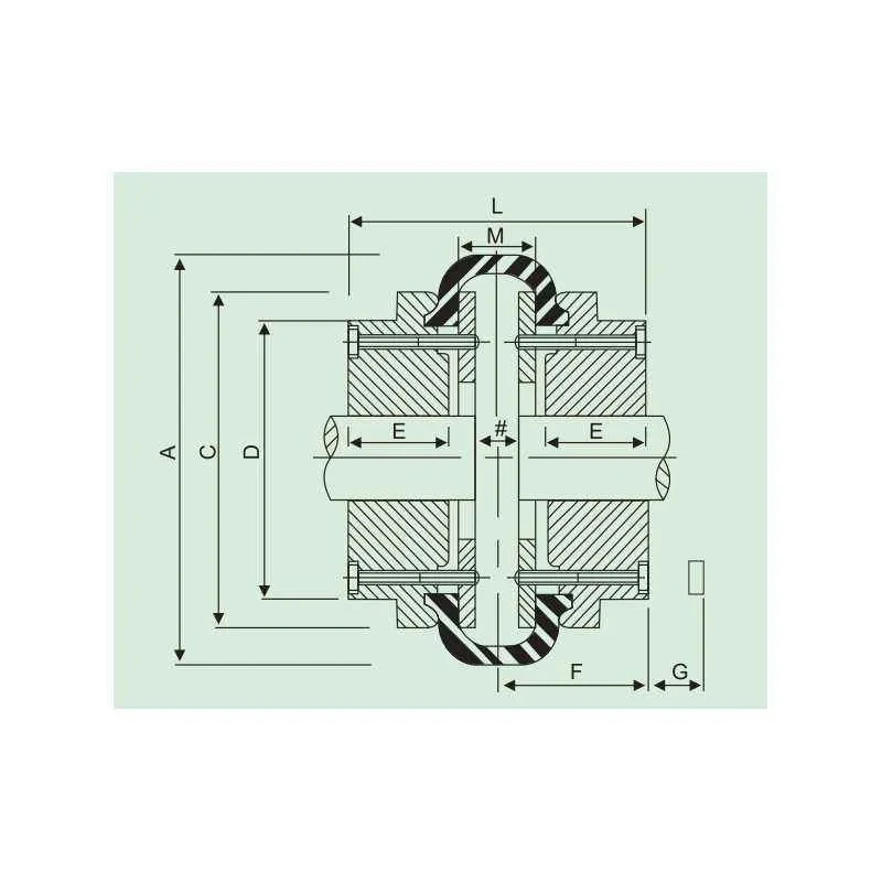 Fenner Fenaflex Tyre Coupling with B Flange, Pilot Bore, Size F50, 4 Pin, Max Bore 38 mm