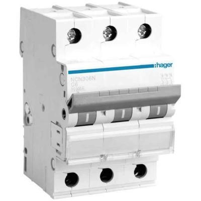 Hager 20A 3-Pole C Curve h3 Miniature Circuit Breaker NCN320N, 10 kA Breaking Capacity