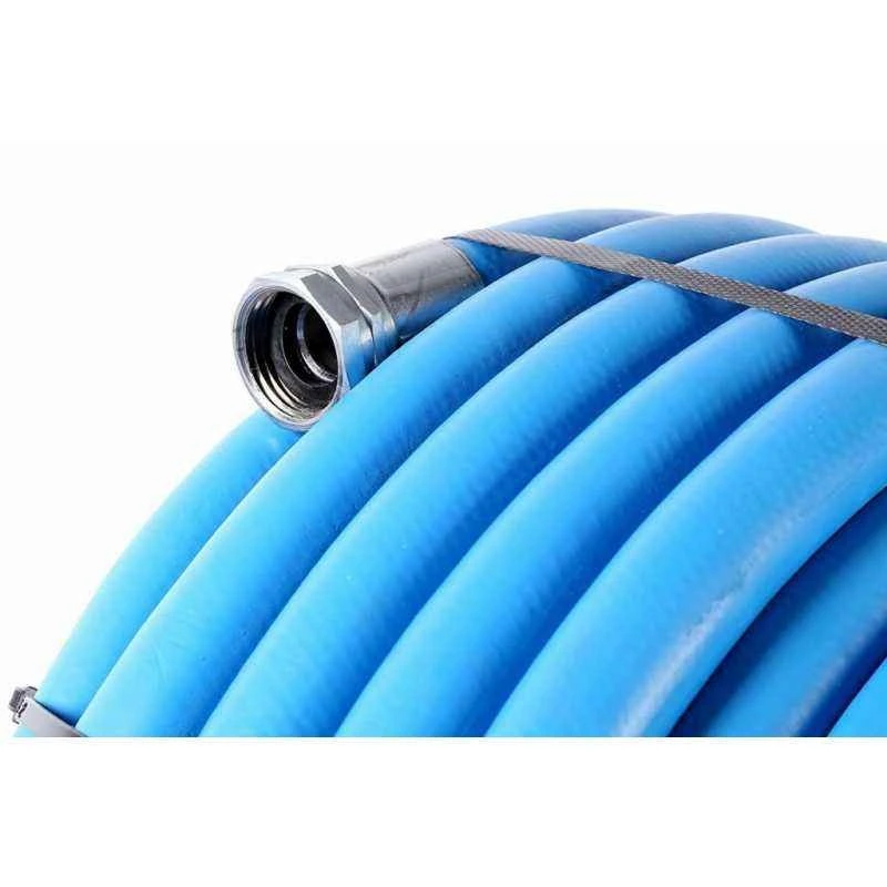 Zephyr 1 Inch Next Generation Rubber Garden Hose with Brass End Fitting, 100 ft, Burst Pressure 500 psi, Blue