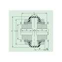 Fenner Fenaflex Tyre Coupling with B Flange Pilot Bore, Size F160, Max Bore 140mm, 8 Pins