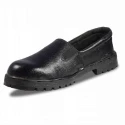 Rigau Black Leather Steel Toe Safety Shoes for Women, Slip On, PVC Outsole, Size 5