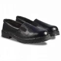 Rigau Black Leather Steel Toe Safety Shoes for Women, Slip On, PVC Outsole, Size 5
