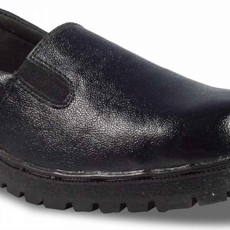 Rigau Black Leather Steel Toe Safety Shoes for Women, Slip On, PVC Outsole, Size 5