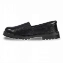 Rigau Black Leather Steel Toe Safety Shoes for Women, Slip On, PVC Outsole, Size 5