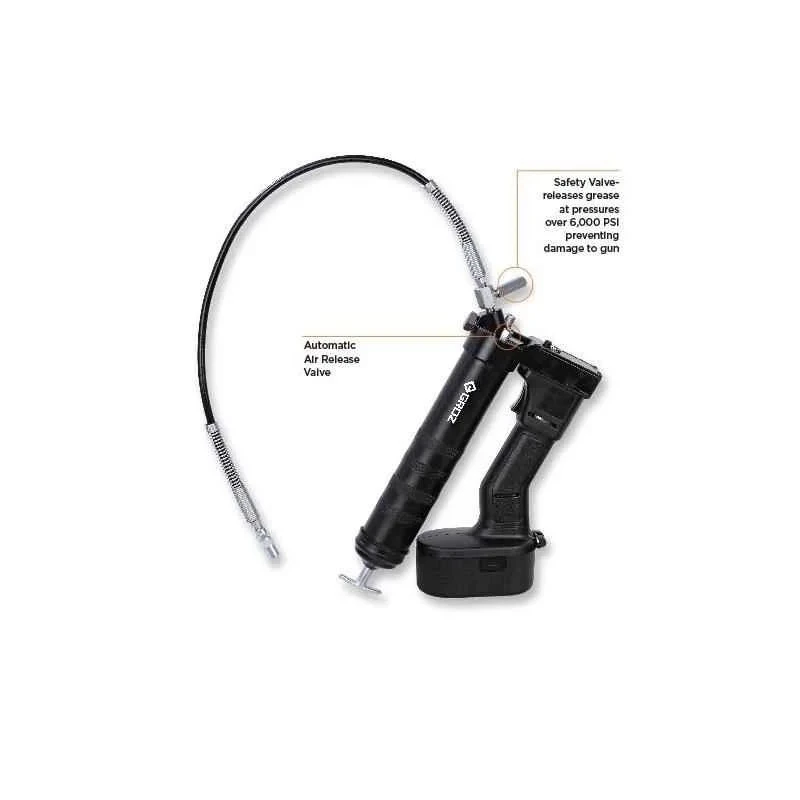 Groz Battery Powered Grease Gun 19.2V, 1.5 Ah Ni-Cd, Up to 6000 PSI, Bulk & Cartridge Loading BPGG/19/EU-CTG/01P