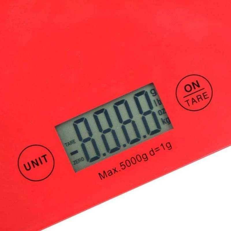 Stealodeal Red Glass Touch Screen Kitchen Weighing Scale, LCD, 3–5 kg