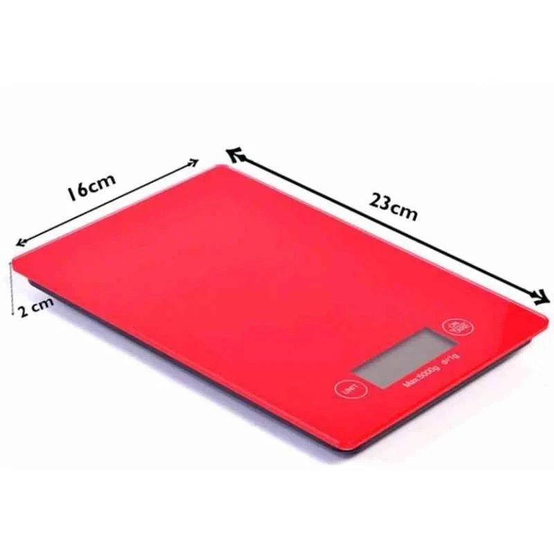 Stealodeal Red Glass Touch Screen Kitchen Weighing Scale, LCD, 3–5 kg