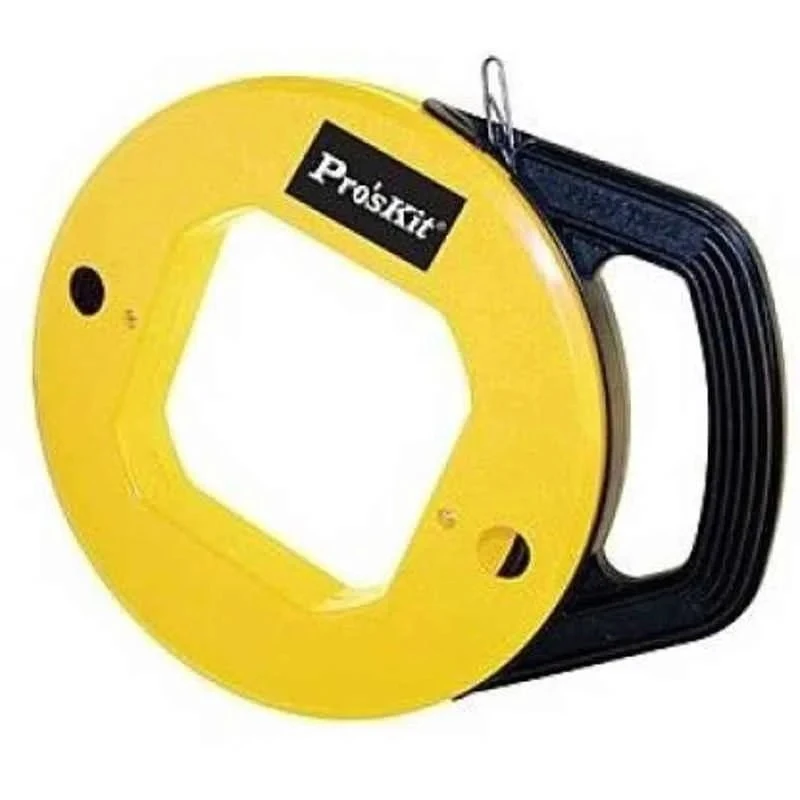 Proskit Slide Handle Fish Tape DK-2032, 50ft, Flexible Spring Steel, Plastic Container