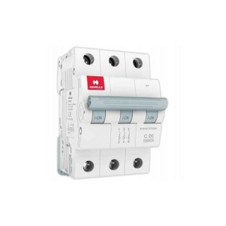 Havells Euro-II 20A Three Pole C Curve MCB DHMGCTPF020, 240V, 10kA Breaking Capacity