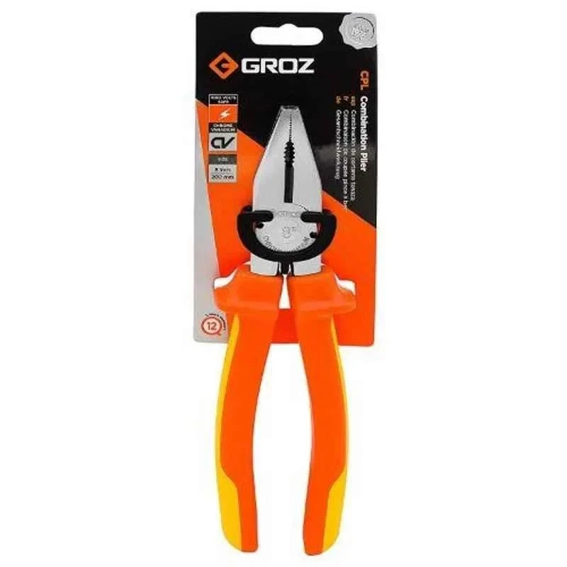 Groz Insulation Combination Plier 8 Inch Chrome Vanadium Steel CPL/CV/8