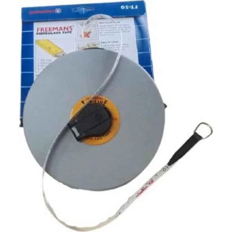 Freemans Top Line Fibreglass Measuring Tape 50m, 13mm Wide, ABS Case FT50