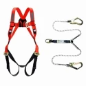 Karam E-CON Full Body Safety Harness with Restraint Twisted Rope Double Lanyard Adjustable Polyester, 12 mm PN18(PN206D)