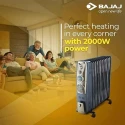 Bajaj 9 Fin Oil Filled Radiator Heater, RH9F, Three Heat Settings, 2000 W