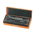 Proskit 8PK-SD016 23 Piece 1/4 Inch Driver Socket Set, Ratchet Handle & Steel Box SD016