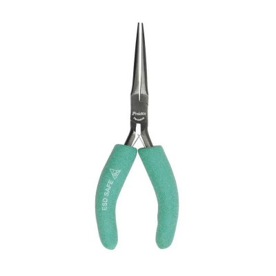Proskit Needle Nose Plier, Carbon Steel, Soft ESD Handle, 150 mm PM-046CN