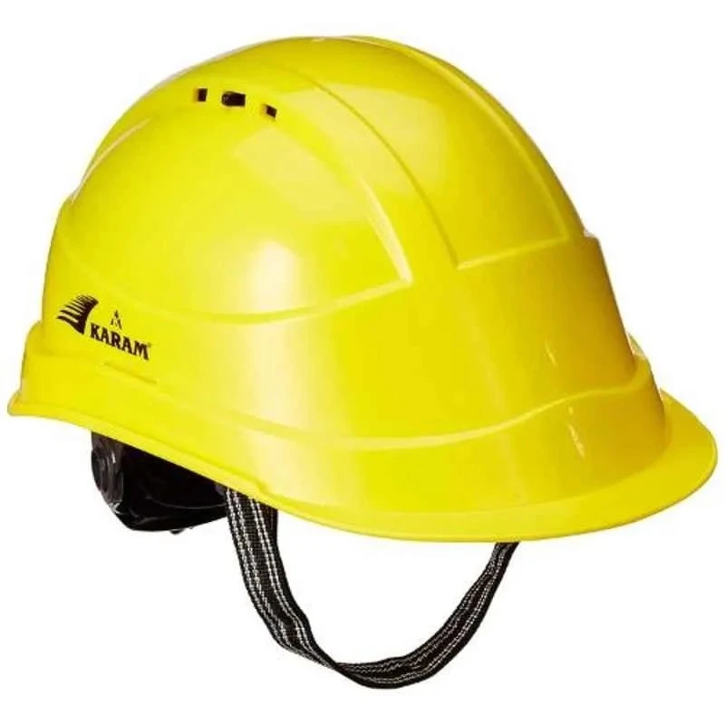 Karam Yellow Ratchet Type Safety Helmet with Plastic Cradle, Pack of 10, HDPE Shell, PN 542