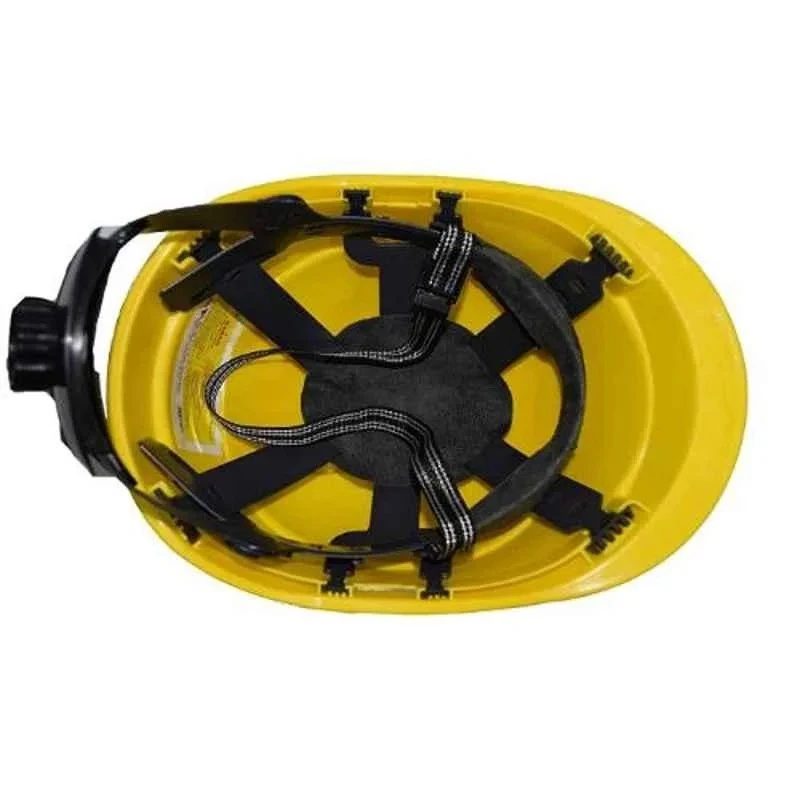 Karam Yellow Ratchet Type Safety Helmet with Plastic Cradle, Pack of 10, HDPE Shell, PN 542