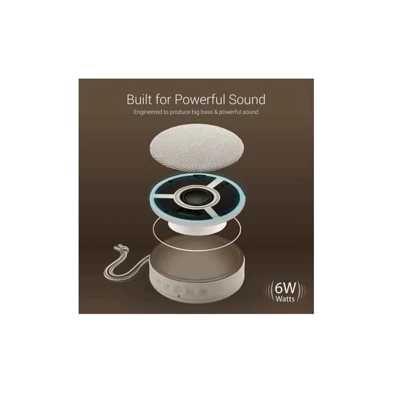 Portronics Sound Bun Portable Bluetooth Speaker with FM, 6 W Power, 600 mAh Li-ion, Beige, POR 755
