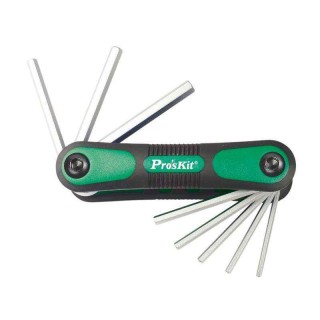 Proskit 8 Piece Folding Hex Key Set Chrome Vanadium Steel HW-121M