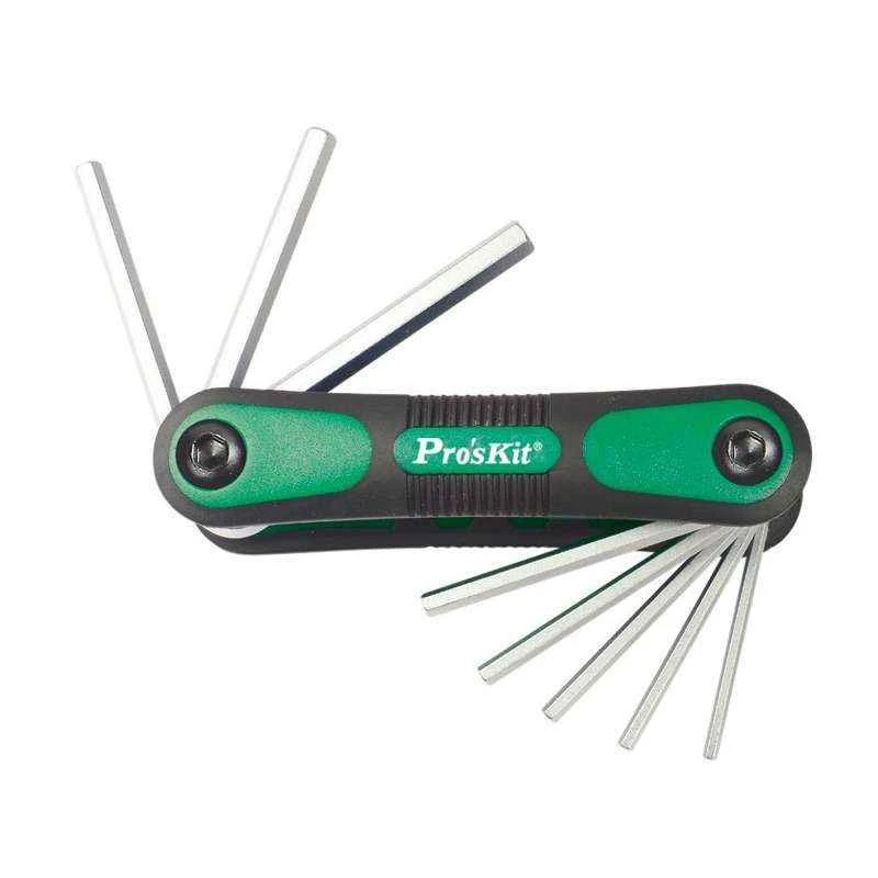 Proskit 8 Piece Folding Hex Key Set Chrome Vanadium Steel HW-121M