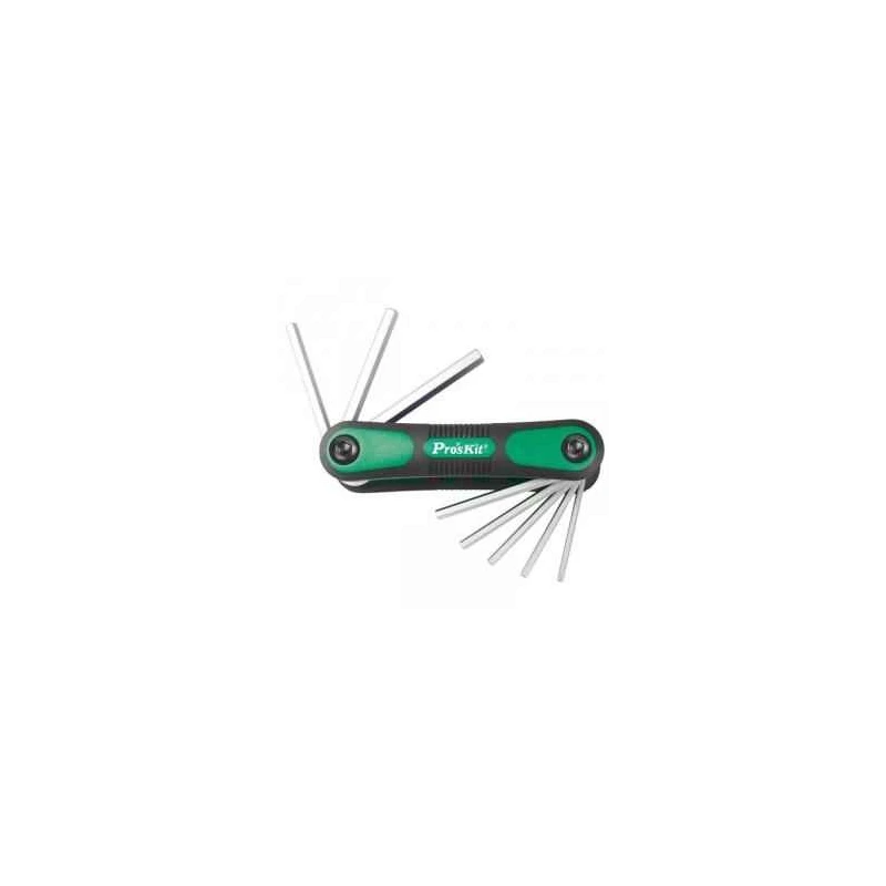 Proskit 8 Piece Folding Hex Key Set Chrome Vanadium Steel HW-121M