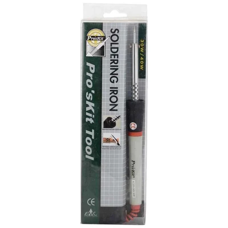 Proskit 40W Soldering Iron, 220-240V, Heat Resistant Handle, Iron Tip, 8PK-S120NB-40
