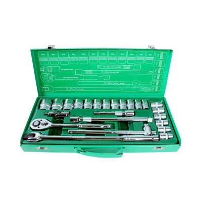 Proskit 24Pcs 1/2 Inch Driver Socket Tool Set SK-42401M, Metal Case, Heavy Duty MPN