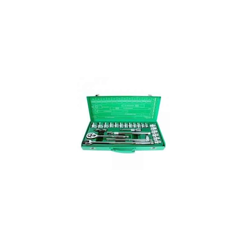 Proskit 24Pcs 1/2 Inch Driver Socket Tool Set SK-42401M, Metal Case, Heavy Duty MPN