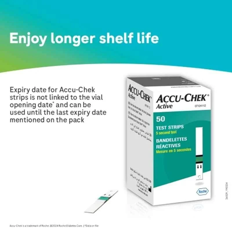 Accu-Chek Active Glucose Monitor, LCD Display, 10 Free Test Strips, Measuring Range 0.6–33.3 mmol/L