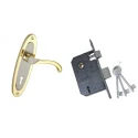 Atom Mortise Lock Set, 6 Lever, Silver Gold Finish, 175 mm Handle, WIH 412,