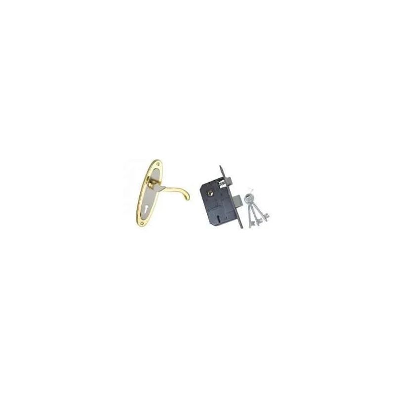 Atom Mortise Lock Set, 6 Lever, Silver Gold Finish, 175 mm Handle, WIH 412,