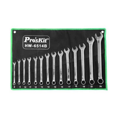 Proskit 14 Piece Combination Wrench Set Metric HW-6514B Chrome Vanadium Steel