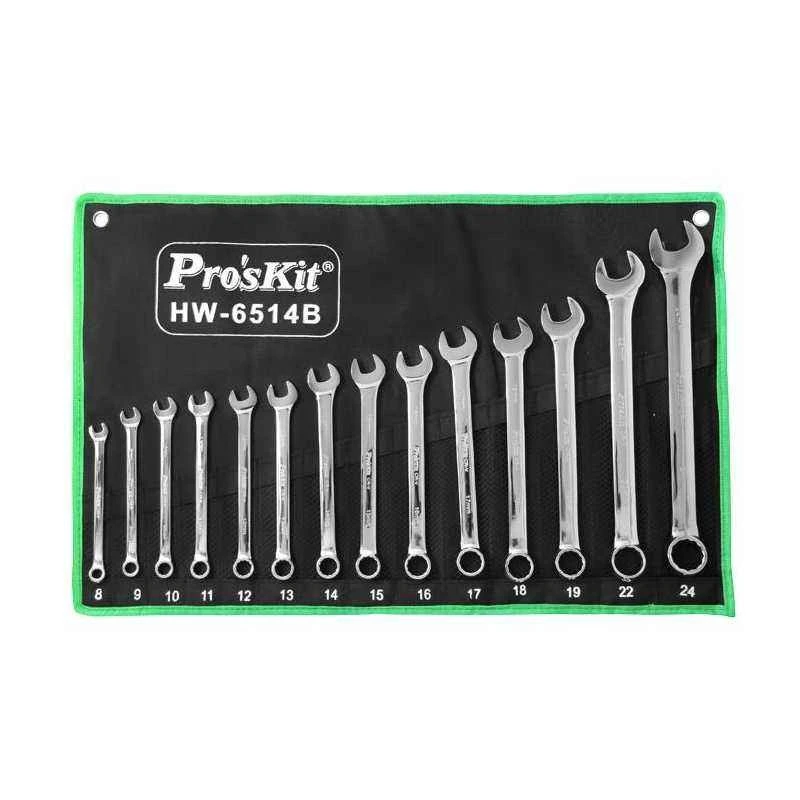 Proskit 14 Piece Combination Wrench Set Metric HW-6514B Chrome Vanadium Steel
