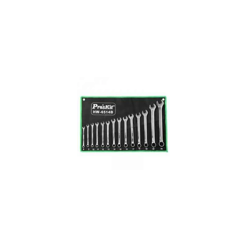 Proskit 14 Piece Combination Wrench Set Metric HW-6514B Chrome Vanadium Steel