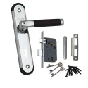 Atom 6 Lever Mortise Lock Set with Black Texture Finish, 3 Keys, Double Stage Locking, 65 mm, MZ1