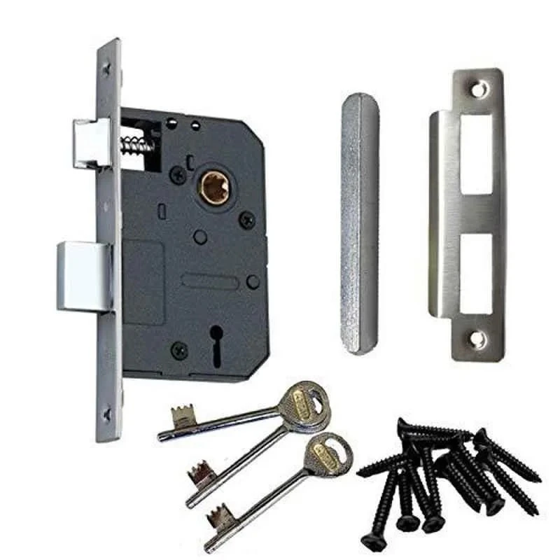 Atom 6 Lever Mortise Lock Set with Black Texture Finish, 3 Keys, Double Stage Locking, 65 mm, MZ1